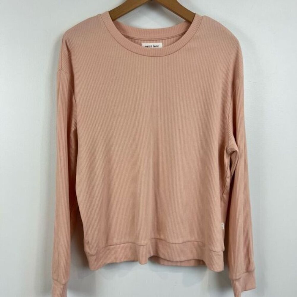 Petit Lem Women’s Blush Pink Organic Cotton Long Sleeve Top Shirt Stretch Large
